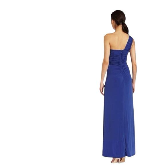 Max and Cleo Evening Gown Size 8 Rosette One Shoulder Cadet - Picture 9 of 9